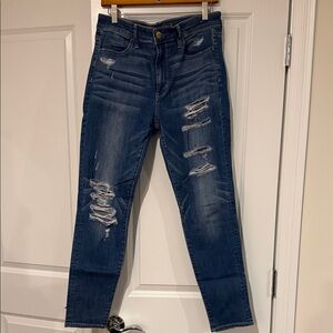 American Eagle Outfitters Distressed Blue Ankle Jeans